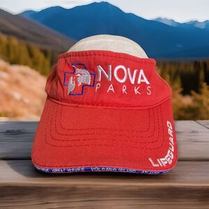 NOVA Parks Lifeguard Visor Men Adjustable Red Classic